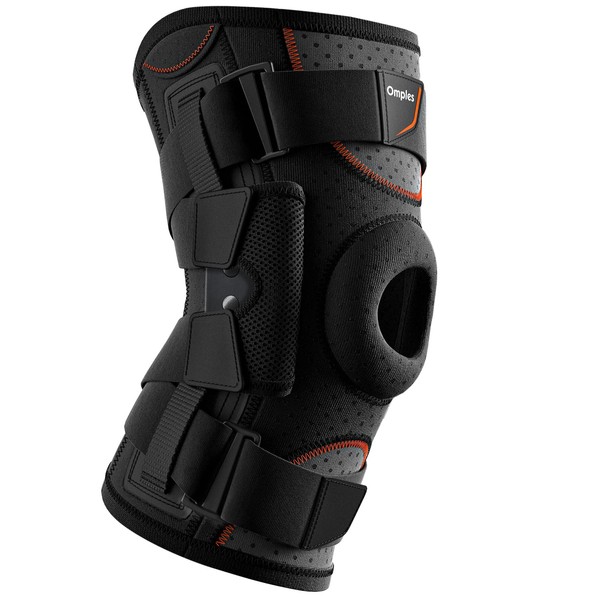 Omples Hinged Knee Brace for Knee Pain, Meniscus Tear Knee Support with Side Stabilizers for Men and Women Patella Knee Brace for Arthritis Pain Running Working Out Black (X-Large)