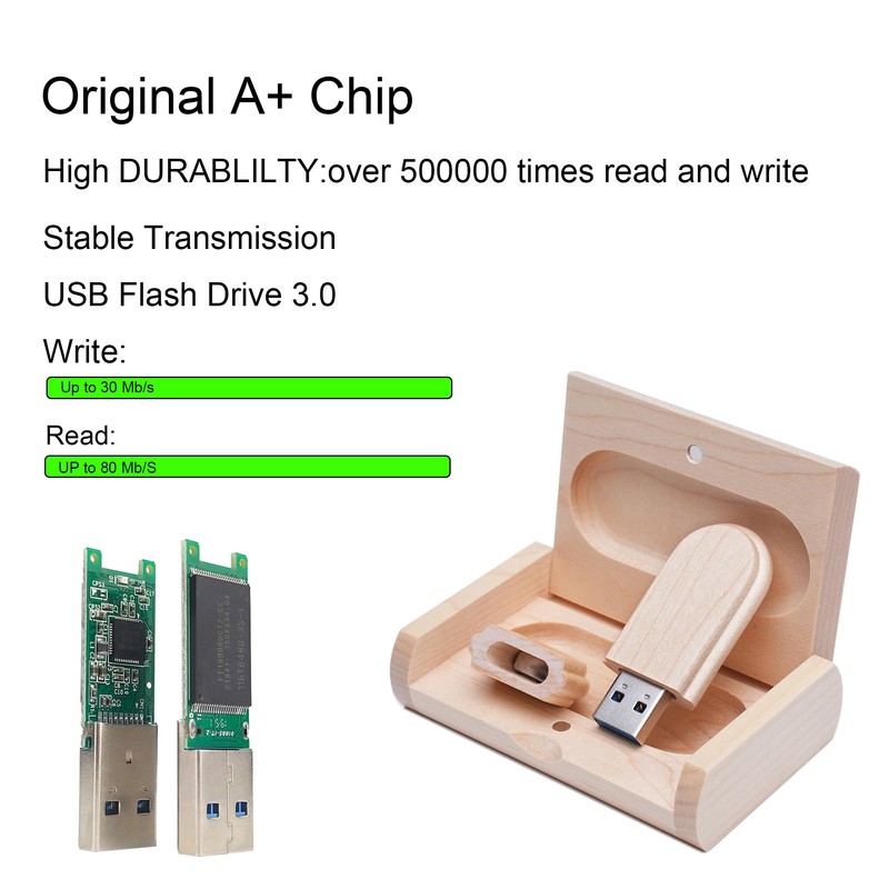 Yaxiny 64GB 3.0 Maple Wood USB Flash Drive with Wooden