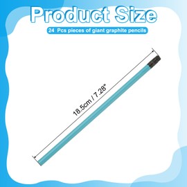 PATIKIL 24 Pieces Round Graphite Pencils, 7" Erasable Giant Pencils #2 HB Lead with Eraser for Carpenter Sketching Wedding Teacher Office Supplies, Blue