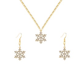 Dreuyet Snowflake Earrings Necklaces Sets for Women Dainty Sparkle Christmas Holiday Earrings Charm Winter Snowflake Flower Pandent Necklaces (silvery)