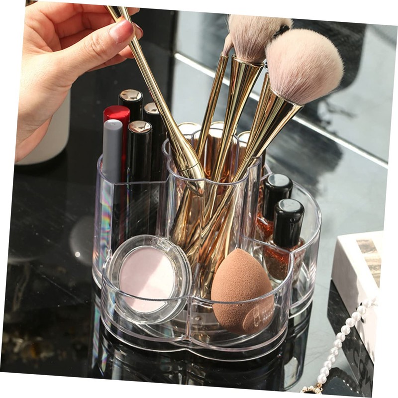WOONEKY Makeup Brush Holder Rotatable Vanity Organizer with Compartments Compact