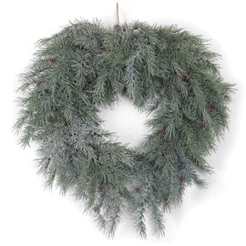 SilksAreForever 33" Frosted Artificial Blue Spruce & Pinecone Hanging Wreath -Gray/Blue (Pack of 2)