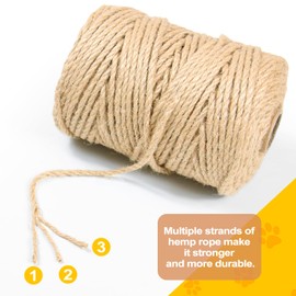 Twine String 5mm 328Feet,All-Purpose Natural Jute Twine Rope - Heavy Duty for DIY Crafts, Gardening, Bundling, Home Decor & Cat Scratching Posts | Eco-Friendly
