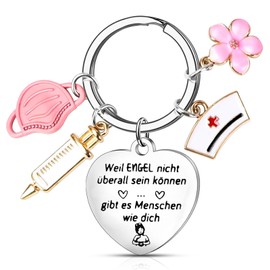 FLEXNOVA Nurse Keyring, Metal Lanyard Nurse Gifts Key Fob Nurse Medical Key Chain Doctor Nurse Accessories for Nurses, silver, Unit size