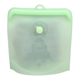 Reusable Silicone Food Bags with 100% Leak Proof, 100% Sustainable, Zero Plastic, Silicone Bags Microwave safe, Medium, Large) & Self Standing A Hook For Easy Hanging (Green)