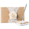 BETTERLINE Rustic Wedding Guest Book Made of Burlap and Lace