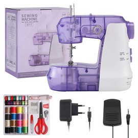 Sewing Machine for Beginners with Expansion Table and Finger Guard & Light and 42Pcs Sewing Kits Mini 2-Thread 2-Speed 2-Switches Foot Pedal，Portable Samll Electric Sewing Machines for Kids Ages 8-12