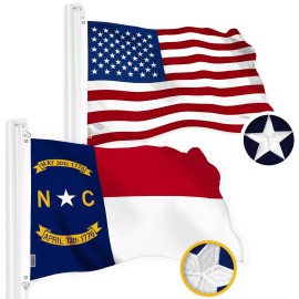 G128 Combo Pack: American USA Flag 3X5 Ft & North Carolina Flag 3X5 Ft, Both