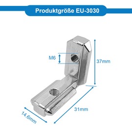 T-Nut Inner Angle Corner Connector, Profile Connector, Pack of 20 Aluminium Profile 3030 Groove 8 M6 External Angle T Slot 90° L-Shape Inner Corner Connector Angle with Screws (3030 - 20 Pieces)