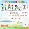 Pajean Welcome Bulletin Board Set 3D Tulip Flower Classroom Decorations