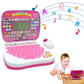 2RIYADH Computadora Portátil para Niños, Rosa, Computadora de Juguete, Desarrolla la Inteligencia de Los Niños, Bilingüe en inglés y español