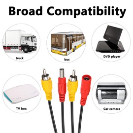 Car RCA Cable Set Optional DC Power Connection 2 in 2 for Reversing Camera CCTV LED
