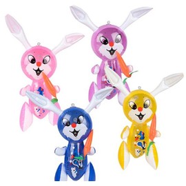 EASTER BASKET FILLERS., 1 DOZEN, 17" RABBIT WITH CARROT INFLATE. These holiday inflates feature an Easter Bunny munching on a carrot. Inflates sold deflated. Ages 5+.