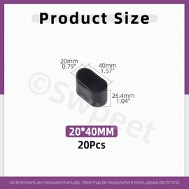 Swpeet 20Pcs 0.8"×1.6" Black Oval Chair Leg Caps, Floor Protectors, Table Chair Leg Protection Cover, Furniture Leg Caps，Leg Tips Covers, Feet Pads, Feet for Furniture Table Chair
