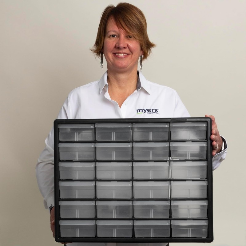 Akro-Mils 24-Drawer Plastic Drawer Storage Cabinet for Garage Organization, Bead