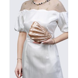 UMREN Seashell Chain Shoulder Bag for Women Acrylic Evening Clutch Bag Glitter Marble Purse Handbag for Wedding Party Prom Coffee A
