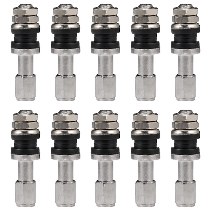 GEARZAAR 10x Stainless Steel Wheel Tire Valve Stems Hight Pressure
