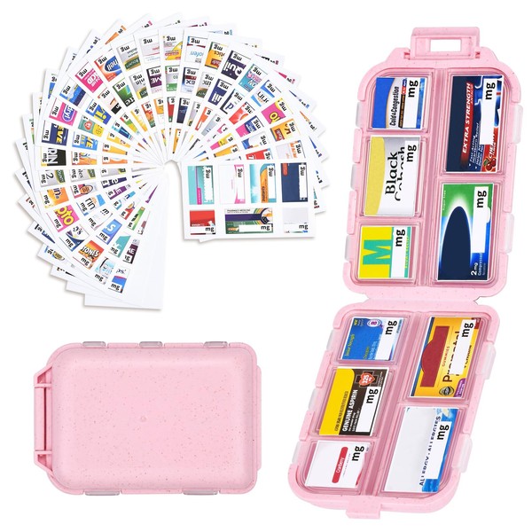 Travel Pill Organizer with Medicine Labels, Travel Pill Box Mini