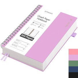 EMSHOI Notizbuch A5 Kariert, Spiral Notizblock mit 300 Seiten / 150 Blatt, 100gsm Kariert Papier zum Schreiben, PVC Hardcover, für Schule, Arbeit, Zeichnen, Reisetagebuch, 14.5 × 21 cm - Violett