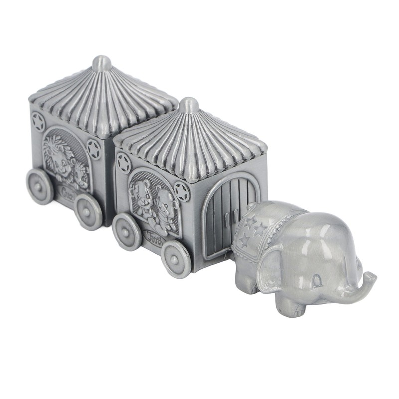 Baby Teeth Organizer Elephant Carriage Keepsake Box Metal Collection Container