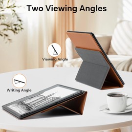 CoBak Stand Case for 10.2 Inch e-Reader (2024/2022 Version) - Premium Folio Leather Case with Pen Holder, Automatic Wake/Sleep Function (Brown)