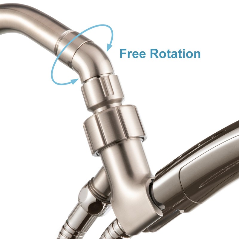 OFFO Shower Head Elbow Adapter, Brushed Nickel All Metal Handheld