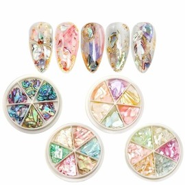 Nail art thin board pebble nail 6 color set 4 types (WBE7AA8) / 네일아트 얇은 판자개 조약돌 네일 6컬러 세트 4종 (WBE7AA8)