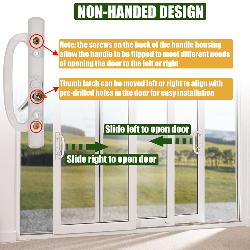 Eockatoo Patio Sliding Glass Door Handle Set with Mortise Lock