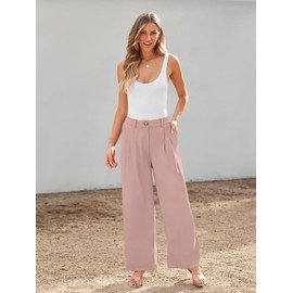 LILLUSORY Wide Leg Dress Work Pants Womens Palazzo Flowy 2025 Fall Spring High Waisted Professional Business Office Interview Travel Outfits Bottom Wear Trousers Dressy Slacks Dusty Pink