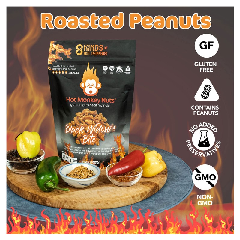 Hot Monkey Nuts Spicy Artisanal Peanuts | 3-Pack Spiciest Peanuts