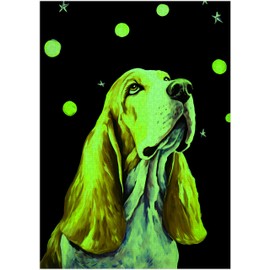 Starry Night Basset Hound Jigsaw Puzzle 1000 Pieces for Adults - Glow in The Dark Puzzle Gift for Basset Hound Lovers - 1000pc Glowing Lights Decor Puzzles (50x70cm / 19.685"x27.559")
