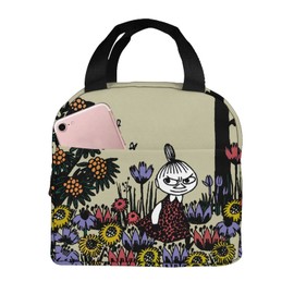 Moomin Insulated Lunch Bag, Black Lunch Box, Thermal, Insulated Bag, Zipper Included, Compact, Bento Bag, Soft Cooler Bag, Tote, Eco Bag