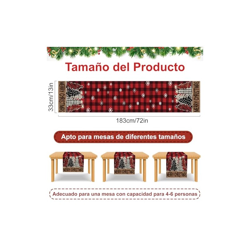 Camino de Mesa Navidad Estampado, Camino de Mesa Invierno Diseño