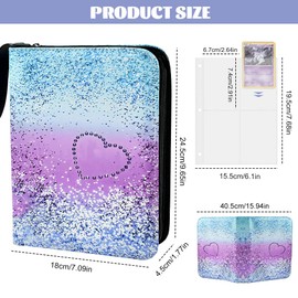 KYYGKY Collector's Album with 4 Compartments, 400 Pages, Heart Shape Trading Cards, Album, Book, Portable, Waterproof Card Album, Card Book, Trading Card Albums, Collector's Folder Cards for Children