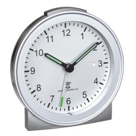 TFA Dostmann Analoger Funk-Wecker, Kunststoff, Silber, (L) 81 x (B) 31 x (H) 84mm