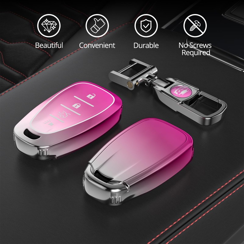 QfungYe For Chevy Key Fob Cover with Keychain.No Screws Required