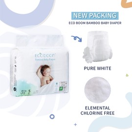 ECO BOOM Biodegradable Diapers 100% Eco-Friendly Natural Diaper Size 5 (26lb+) Infant Anti Leak System Disposable Diapers Chlorine-Free for Bamboo Baby Diaper 28 Count
