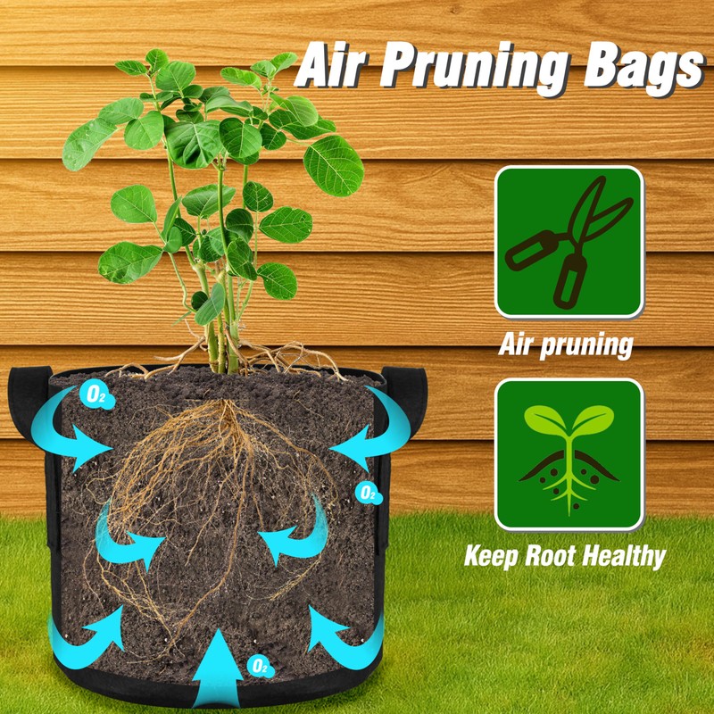 PHYEX 12-Pack 7 Gallon Grow Bags, Heavy Duty Fabric Pots