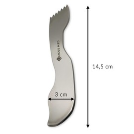 Acus Med Kat Short Pinotherapy Tool - 14.5 x 3 cm | Massage Scraping Tool Made of Surgical Steel | Fascia Manipulation Therapy | Pino Therapy Device Against Muscle Tension