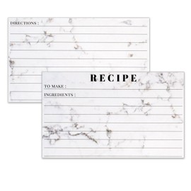 Recipe Cards - 3x5 Marble Lined Note Card For Recipes - Set of 30