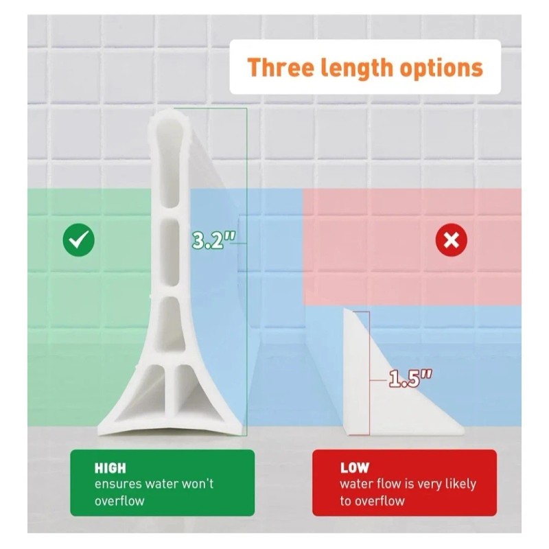 Yisuipu 3.2" High Shower Threshold Water Dam 67 Inch Collapsible