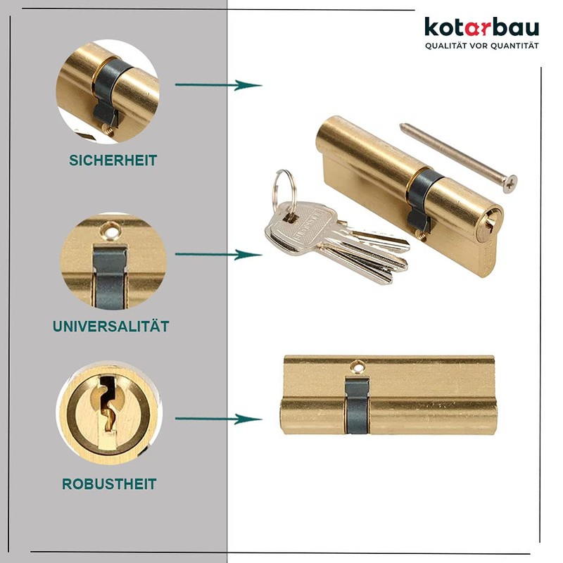 KOTARBAU 5907465918879 Locking Cylinder, Brass, 25/25