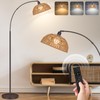 Boho Floor Lamp with Remote- Arc Tall Lamps, Bronze Floor