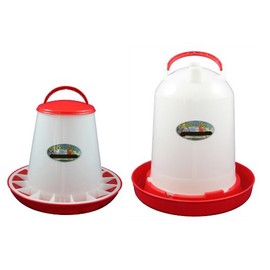 6 Litre Economy Drinker and 3kg Economy Feeder Red and White Set