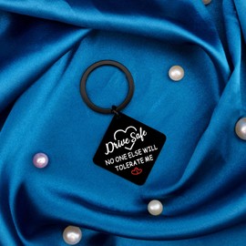 Drive Safe Keychain Gifts for Him Boyfriend Husband Birthday Anniversary Men Gift Ideas from Wife Girlfriend Christmas Gift for Son Dad Hubby Romantic Present for Her Women Adults Stocking Stuffers
