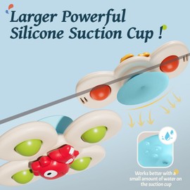 CalfQueen Dinosaur Suction Cup Spinner Toys for 1 Year Old Girls, Baby Toys for Kids Ages 1-3, Travel Sensory Rotating Fidget Gift for 1 2 Boys Girls Toddlers Birthday Christmas