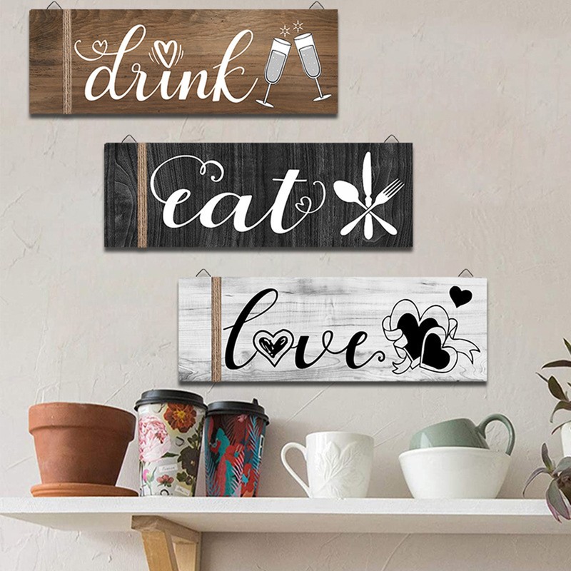 3Pcs Wall Decor Wooden Hanging Wall Sign Wooden Wall Art