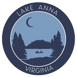 Lake Anna, Virginia Crescent Moon Boat Vinyl Printed Die-Cut Decorative Auto Decal Sticker Appliques ~ Lake Life Adventure Series