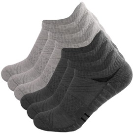 Dress Cici Cotton Cushion Ankle Training Socks with Tab for Men Small Size (6 Pack: 3 Dark Grey+3 Light Grey), Asia Size S
