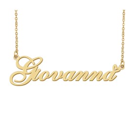 Aoloshow Giovanna Name Necklace Heart Charm Pendant 18k Gold Plated Stainless Steel Jewelry for Womens Graduation